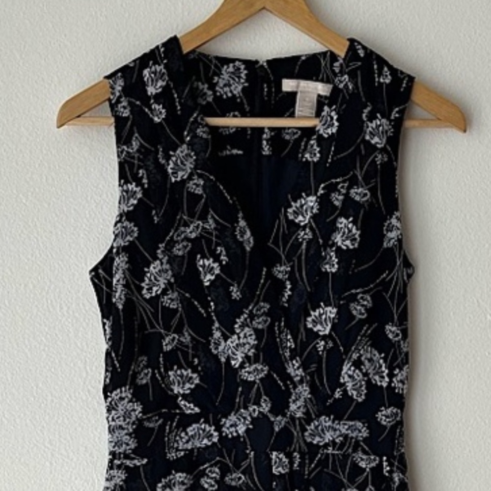 Banana Republic Floral Black and White Sleeveless Dress